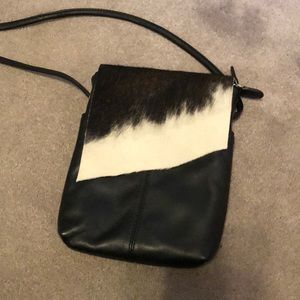 Crossbody bag with black and white soft fabric